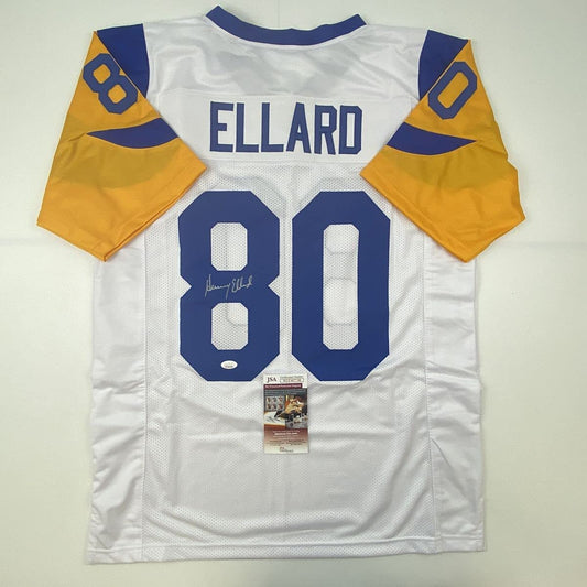 Autographed/Signed Henry Ellard Los Angeles LA White Football Jersey JSA COA