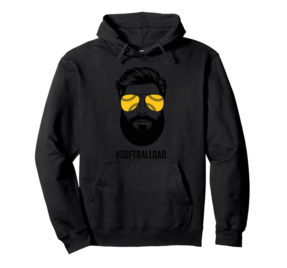 Softball Dad Beard And Sunglasses Hoodie - Casual Everyday Wear Men Women