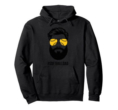 Softball Dad Beard And Sunglasses Hoodie - Casual Everyday Wear Men Women