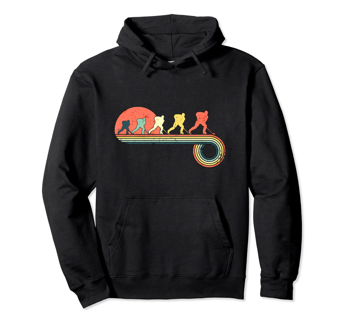 Ice Hockey Player Puck Skating Sunset Hoodie - Trendy Graphic for Adults