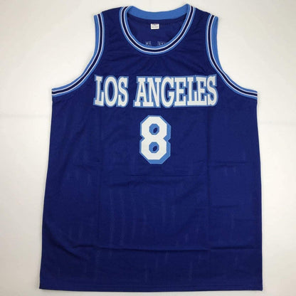 Autographed/Signed Kobe Bryant #8 Los Angeles LA Blue Retro Basketball Jersey PSA/DNA COA