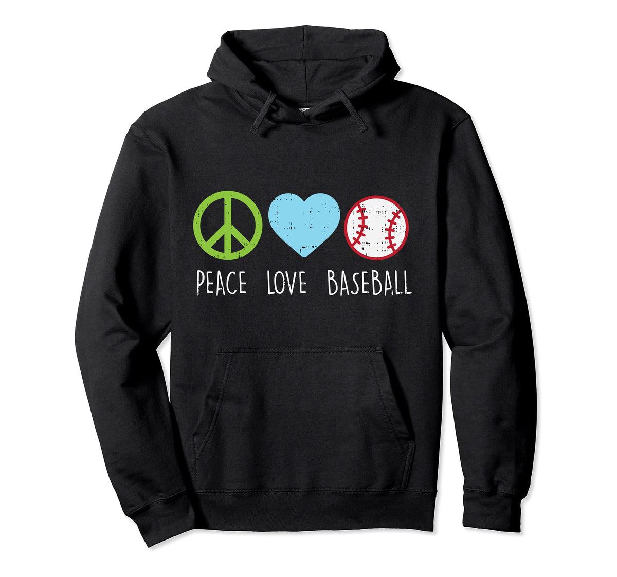Peace Love Baseball Coach Player Team Hippie Hoodie - Unique Graphic Unisex