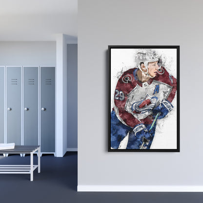 Nathan MacKinnon Canvas Art – Colorado Avalanche Wall Decor
