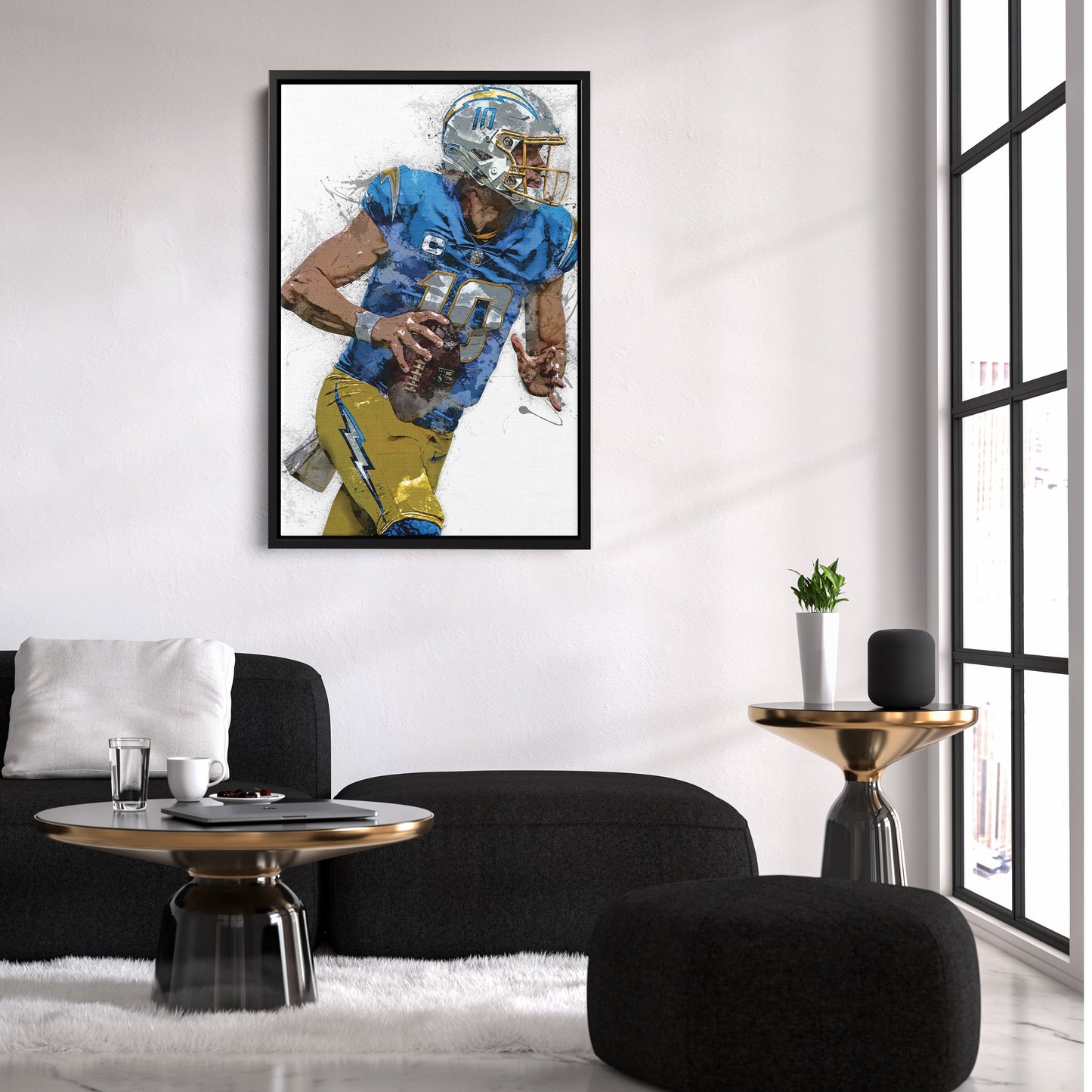 Justin Herbert Canvas Art – Los Angeles Chargers Wall Decor