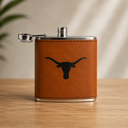 Texas Longhorns Leather Flask