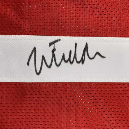 Framed Autographed/Signed Justin Fields 35x39 Ohio State Red College Football Jersey JSA COA