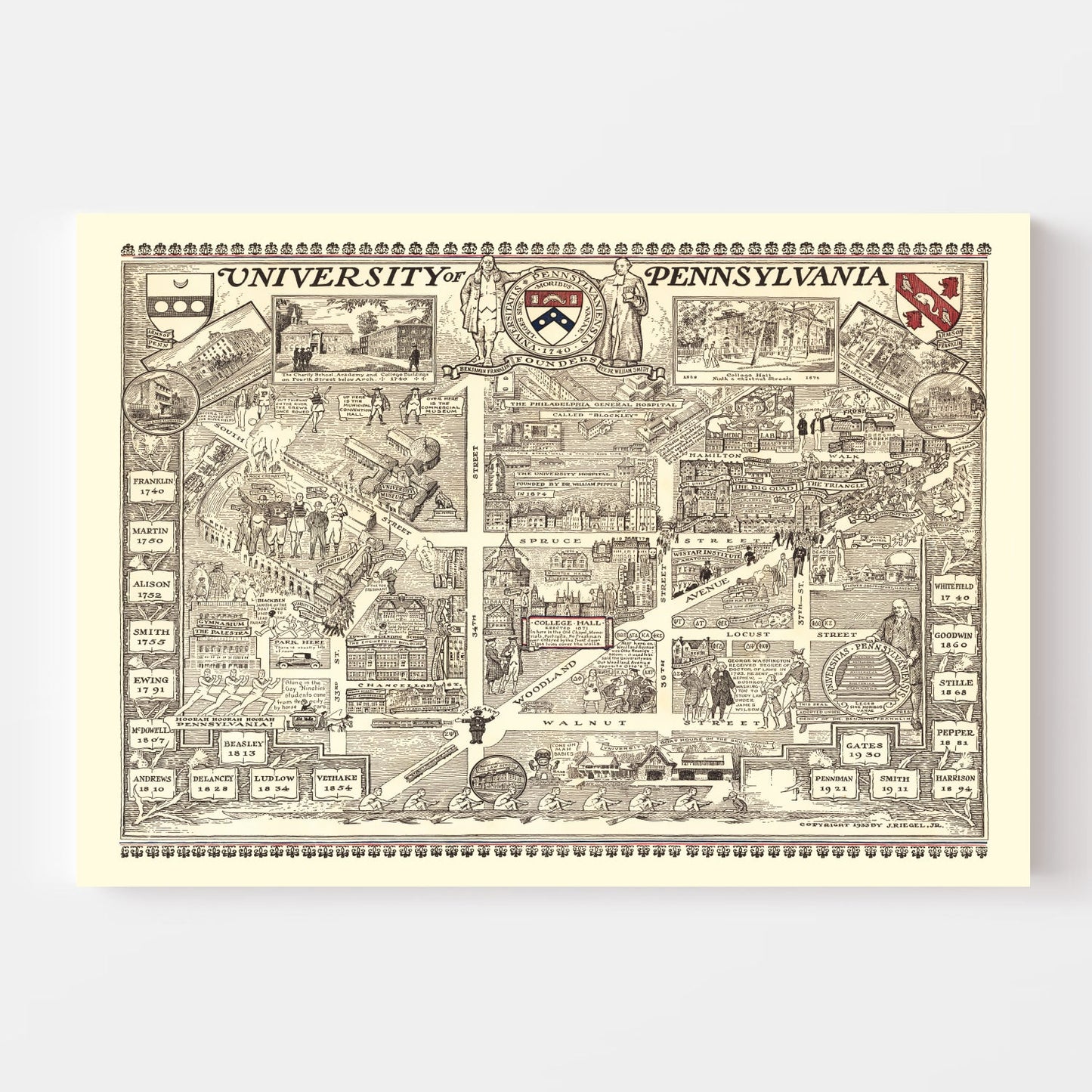 Vintage Map of University of Pennsylvania, 1933