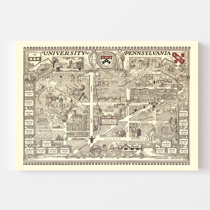 Vintage Map of University of Pennsylvania, 1933