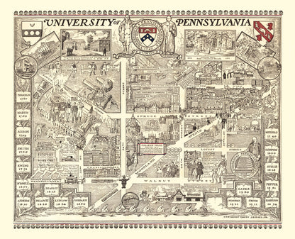 Vintage Map of University of Pennsylvania, 1933