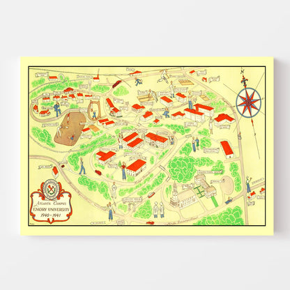 Vintage Map of Emory University Atlanta, 1940