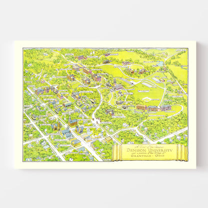 Vintage Map of Denison University, 1944