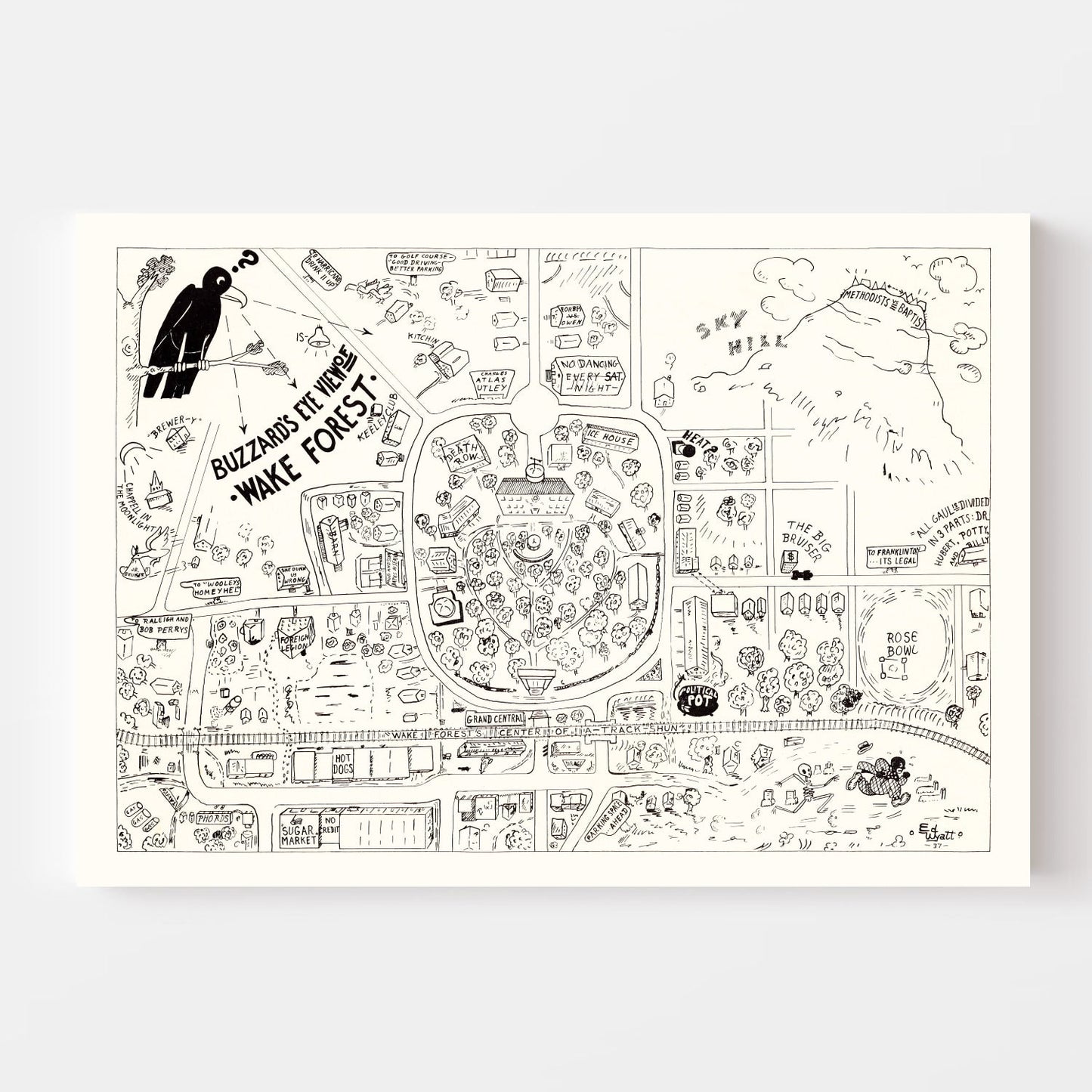 Vintage Map of Wake Forest University, 1937