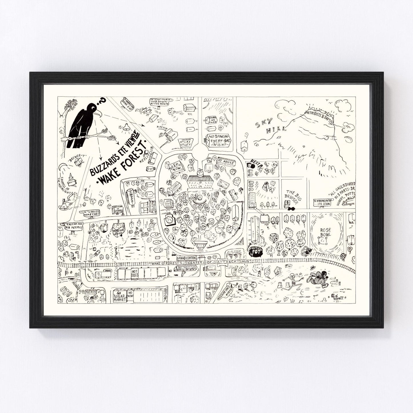 Vintage Map of Wake Forest University, 1937