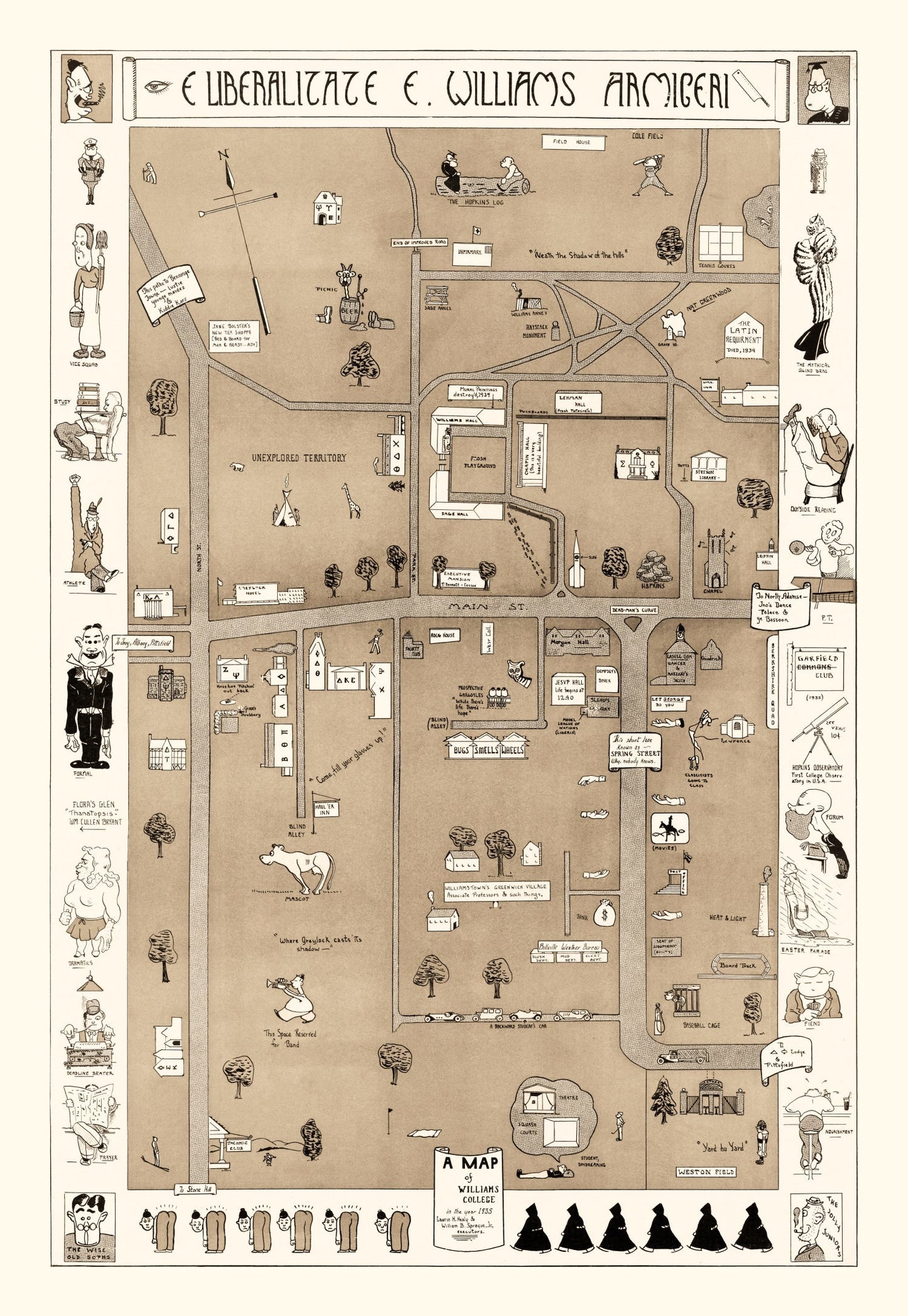 Vintage Map of Williams College, 1935