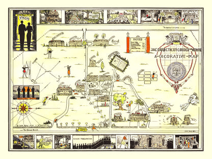 Vintage Map of Connecticut College for Women, 1934