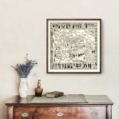 Vintage Map of Oxford University, 1950
