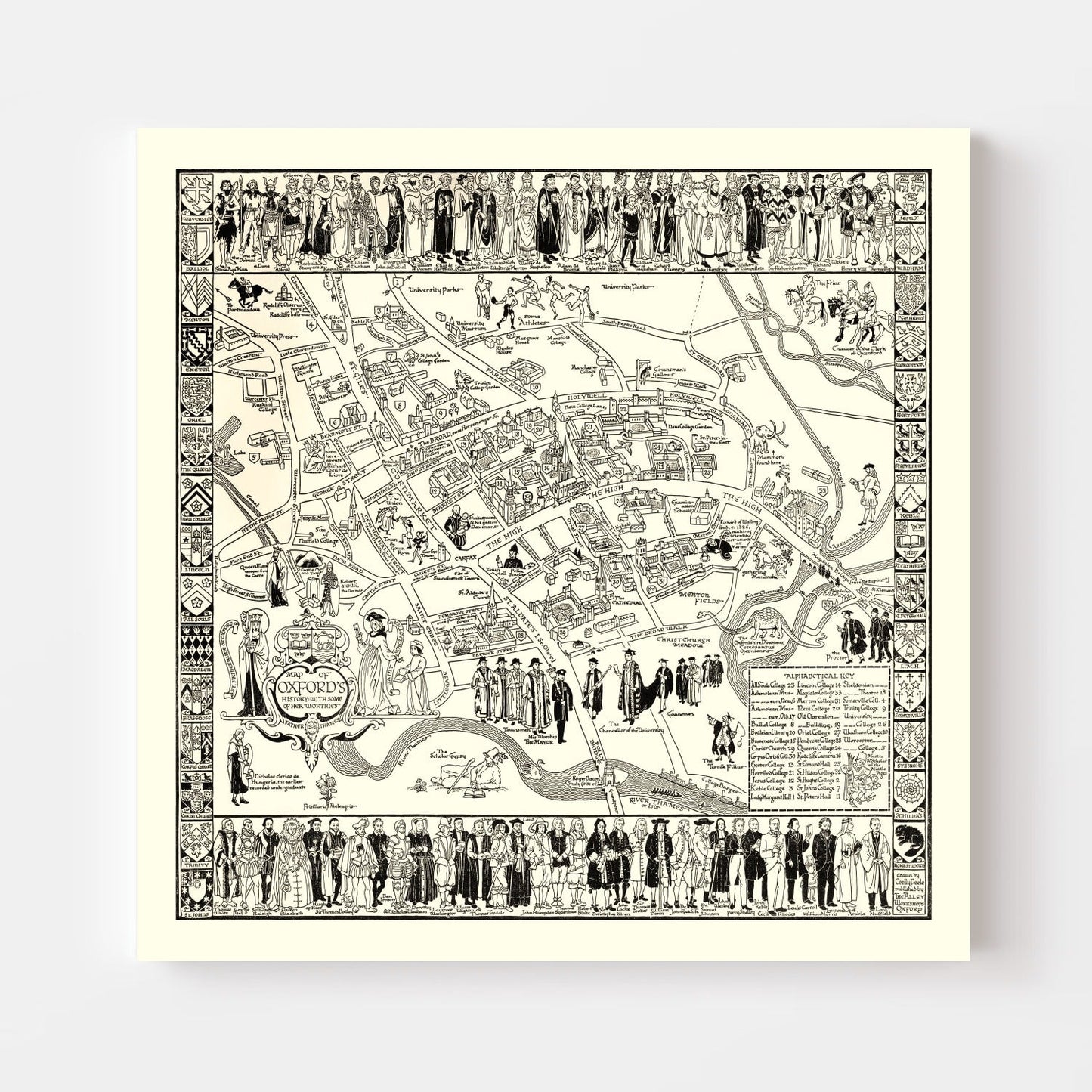Vintage Map of Oxford University, 1950