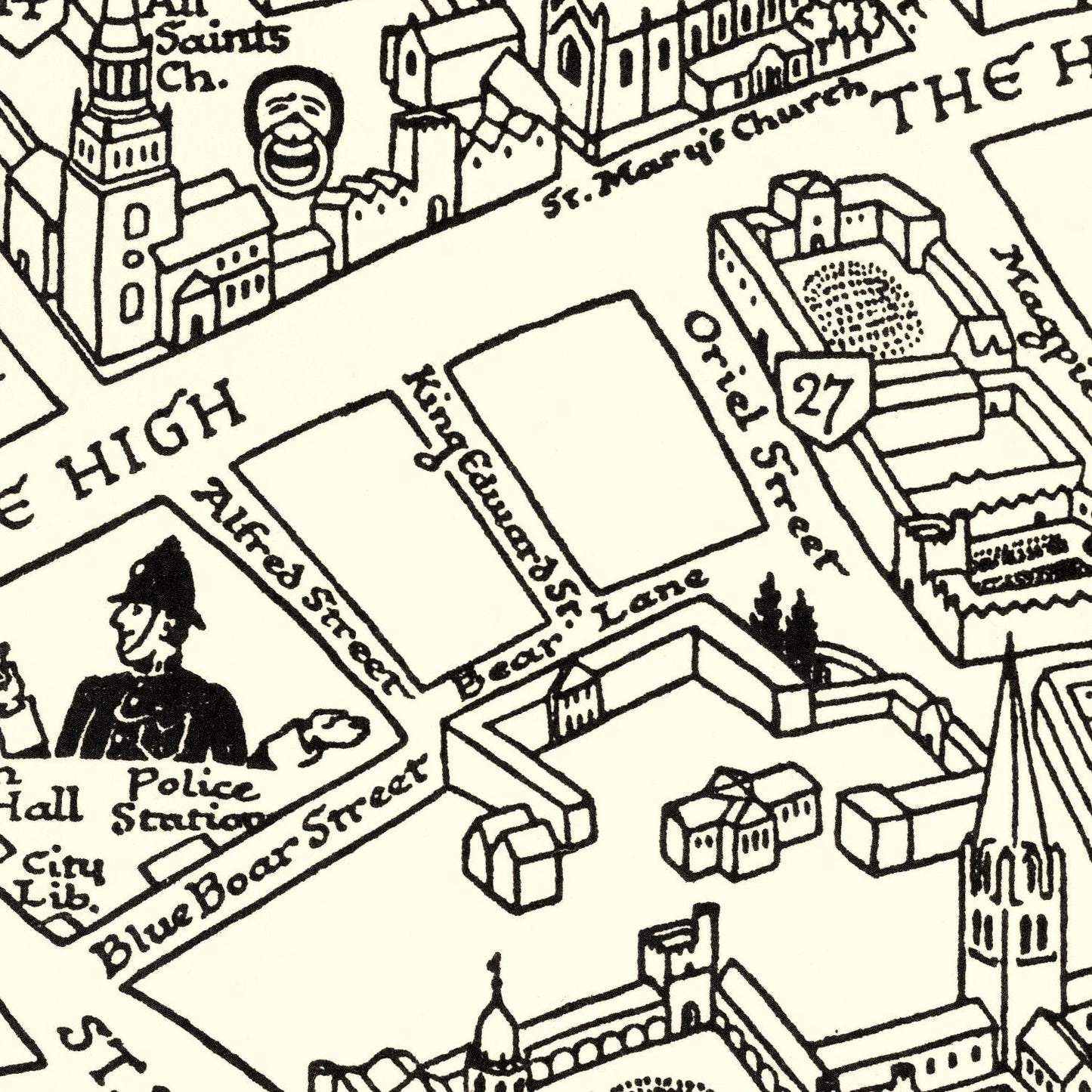 Vintage Map of Oxford University, 1950