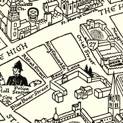 Vintage Map of Oxford University, 1950