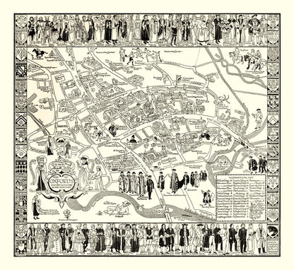 Vintage Map of Oxford University, 1950