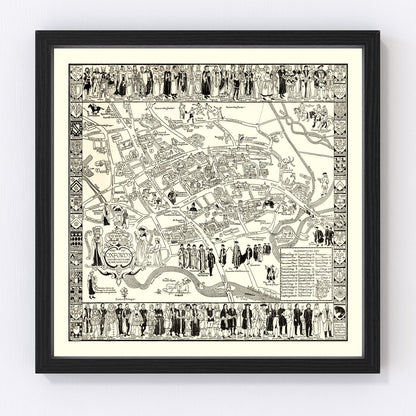 Vintage Map of Oxford University, 1950