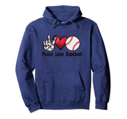 Peace Love Baseball Hoodie - Custom Art Print for Adults