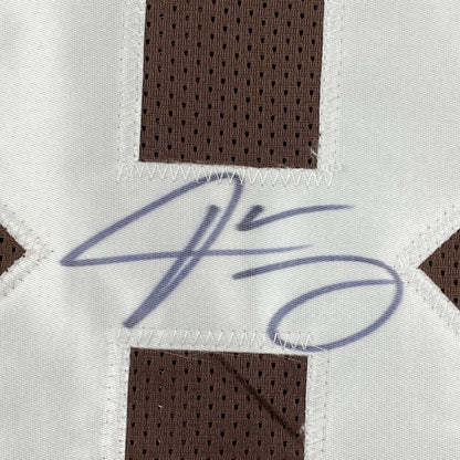 Framed Autographed/Signed Jarvis Landry 35x39 Cleveland Football Brown Jersey JSA COA