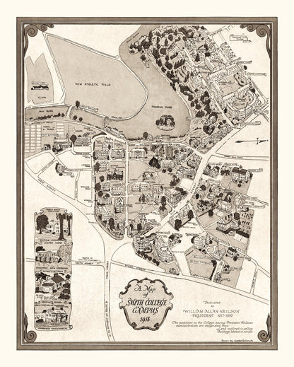 Vintage Map of Smith College, 1938