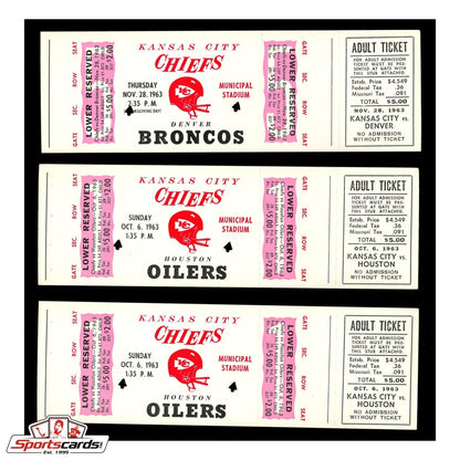 1963 Kansas City Chiefs Season Ticket Proofs Hoard Incl. Complete Books – (40) Tickets!