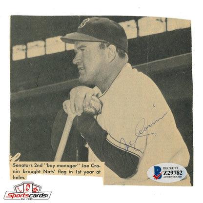 Joe Cronin (d.1984) Signed Autographed Magazine Photo BAS