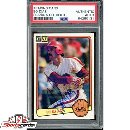 Bo Diaz Signed Autographed 1983 Donruss Card PSA/DNA #147 Phillies