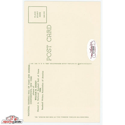 Bill Dickey Signed Hall of Fame Postcard JSA COA