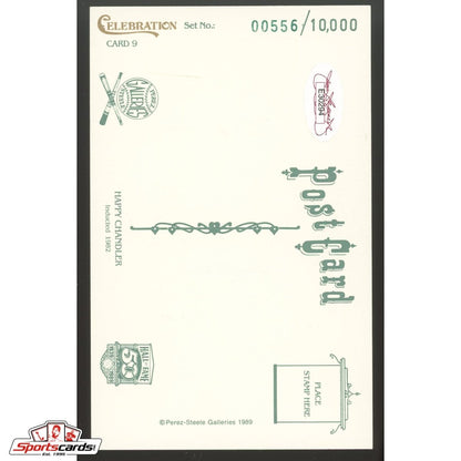 Happy Chandler Signed Perez-Steele Postcard - JSA