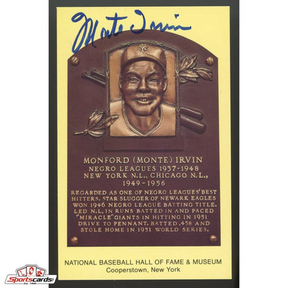Monte Irvin Signed Auto Hall of Fame HOF Postcard - JSA