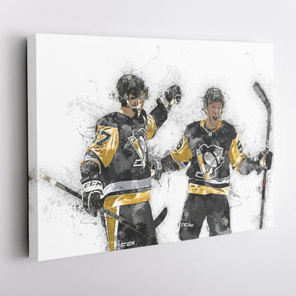 Sidney Crosby & Jake Guentzel Canvas Art – Pittsburgh Penguins Wall Decor
