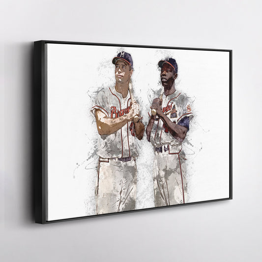 Hank Aaron & Eddie Mathews Canvas Art – Milwaukee Braves Wall Decor