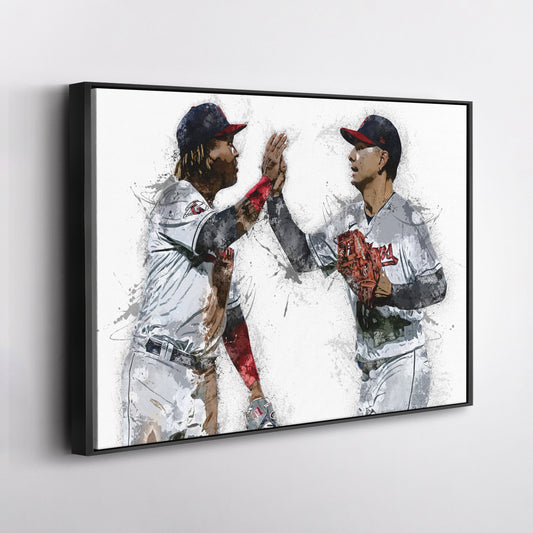 Jose Ramirez & Andres Gimenez Canvas Art – Cleveland Guardians Wall Decor