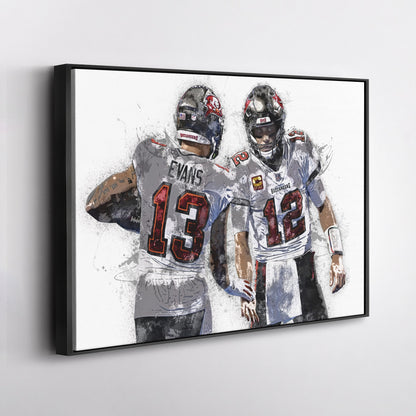 Mike Evans & Tom Brady Canvas Art – Tampa Bay Buccaneers Wall Decor