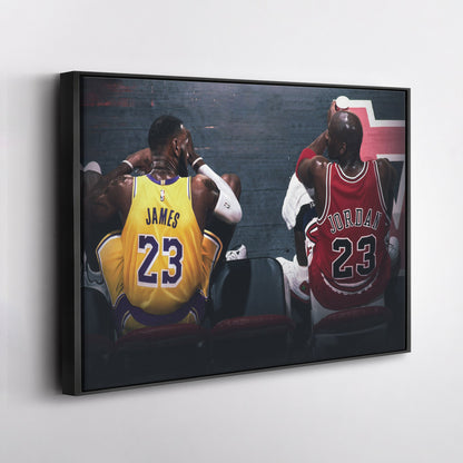 Michael Jordan & LeBron James Canvas – Lakers vs Bulls Wall Art