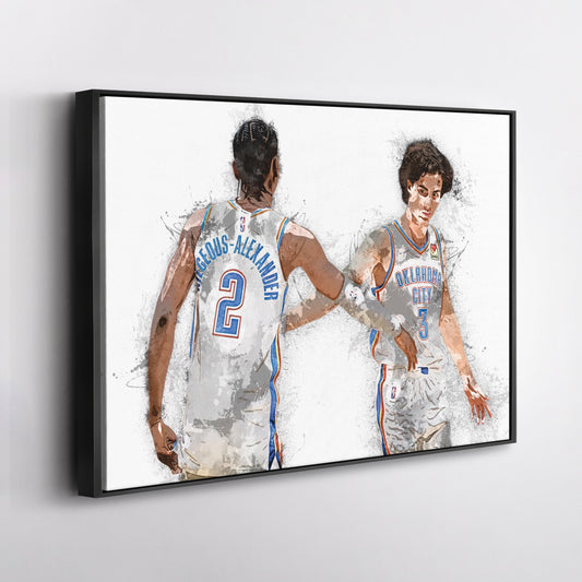 Shai Gilgeous-Alexander & Josh Giddey Canvas Art – Oklahoma City Thunder Wall Decor