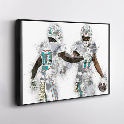 Tyreek Hill & Jaylen Waddle Canvas Art – Miami Dolphins Wall Decor
