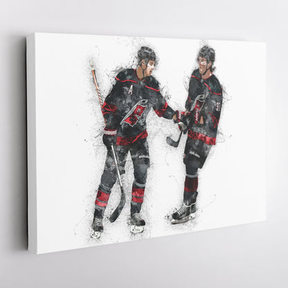 Sebastian Aho & Andrei Svechnikov Canvas Art – Carolina Hurricanes Wall Decor
