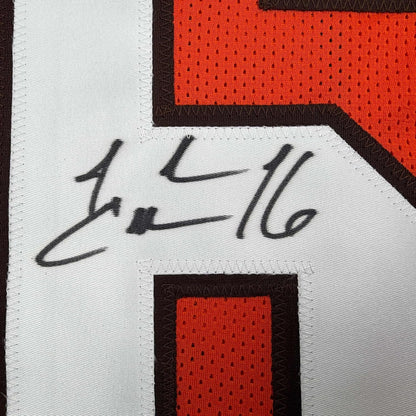 Framed Autographed/Signed Josh Cribbs 35x39 Cleveland Football Orange Jersey JSA COA