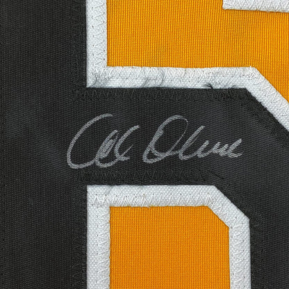 Framed Autographed/Signed Al Oliver 35x39 Pittsburgh Yellow Baseball Jersey JSA COA