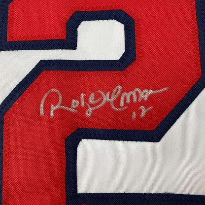 Framed Autographed/Signed Roberto Alomar 35x39 Cleveland White Baseball Jersey JSA COA