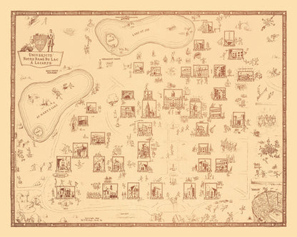 Vintage Map of University of Notre Dame, 1938