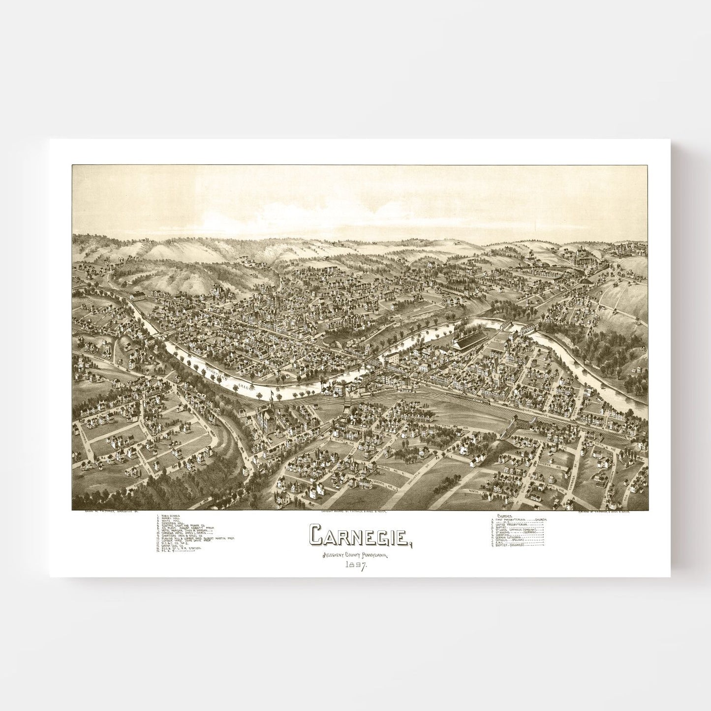 Vintage Map of Carnegie, Pennsylvania 1897