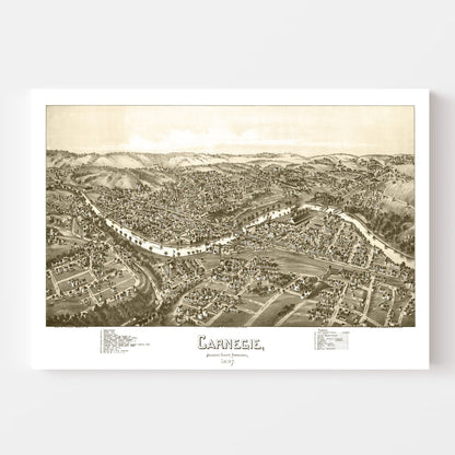 Vintage Map of Carnegie, Pennsylvania 1897