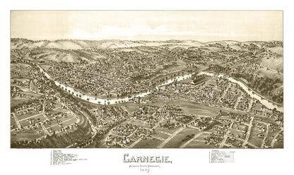 Vintage Map of Carnegie, Pennsylvania 1897