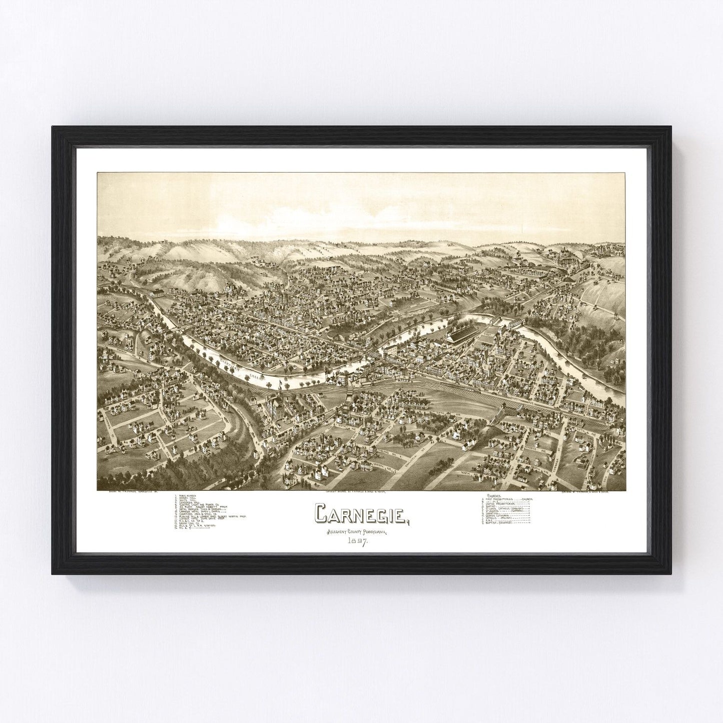 Vintage Map of Carnegie, Pennsylvania 1897